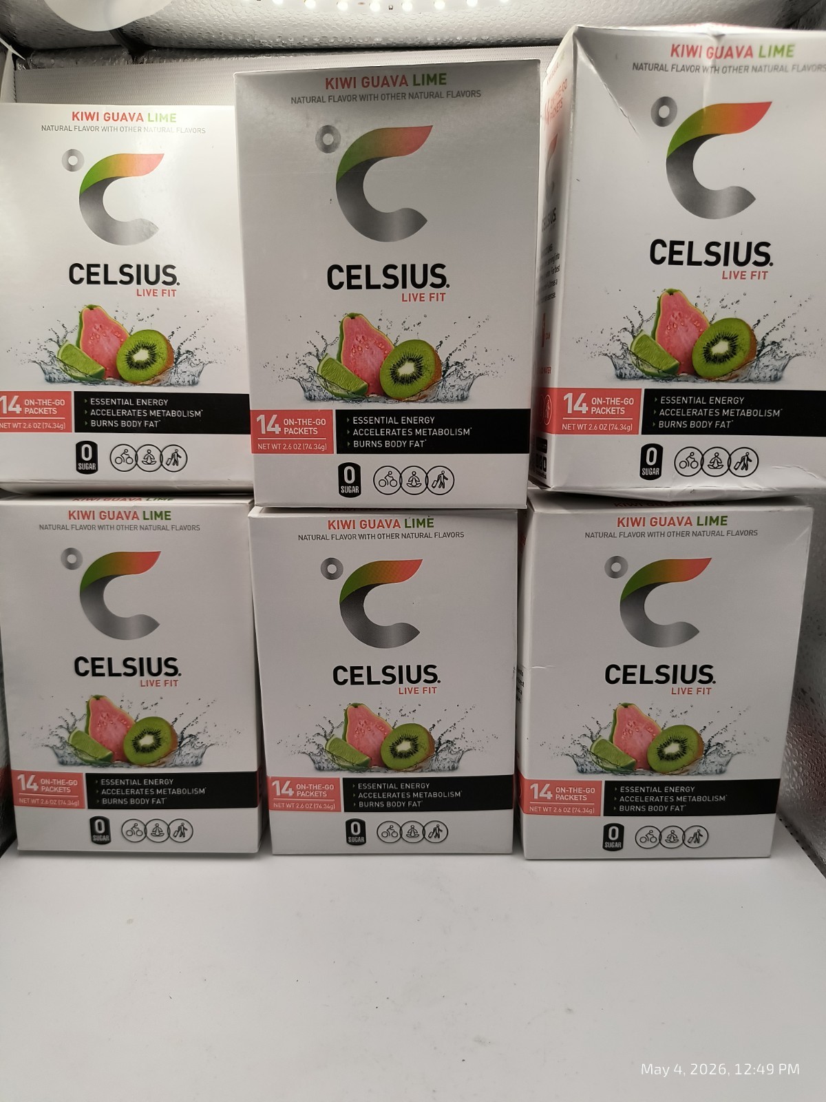 Celsius On-The-Go Powder Packets Drink Mix Kiwi Guava Lime 14 CT Pack Of 6 Boxes