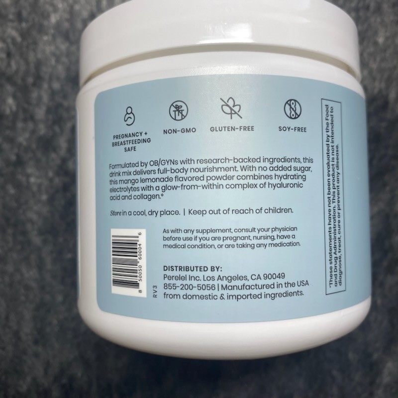 Perelel Cellular Hydration Powder Mango Lemonade 28 Day 8.5oz Exp 11/27