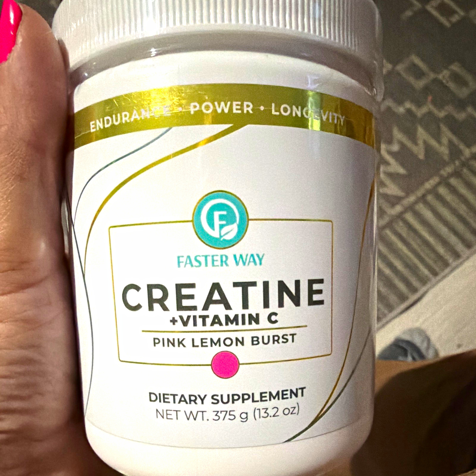 FASTER WAY Creatine + Vitamin C Powder Pink Lemon Burst 50 Sv 375g Exp 04/26