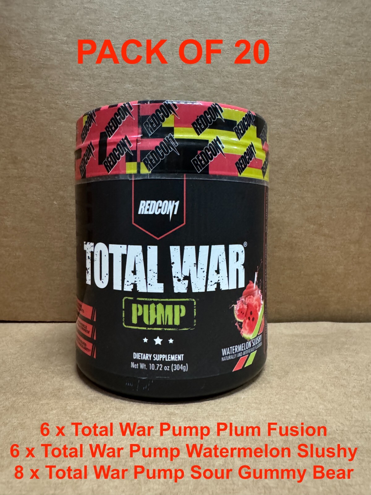 20 PACK REDCON1 TOTAL WAR PUMP Stim Free Pre-Workout 30 Serv 2027 EXP