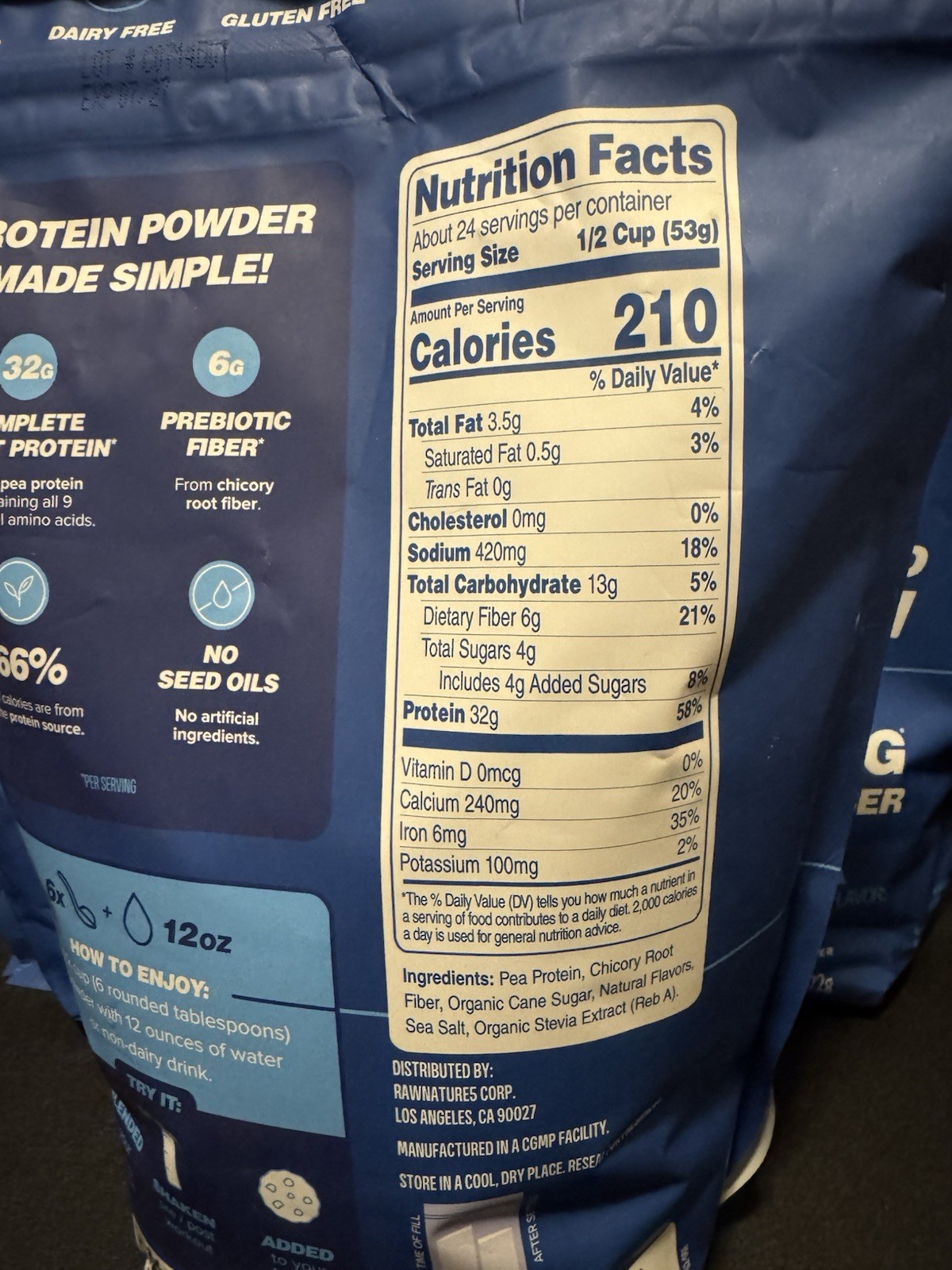 Koia Elite Vanilla Protein Powder 32g Plant-Based Dairy Free Non-GMO 44.8/2.8LBs