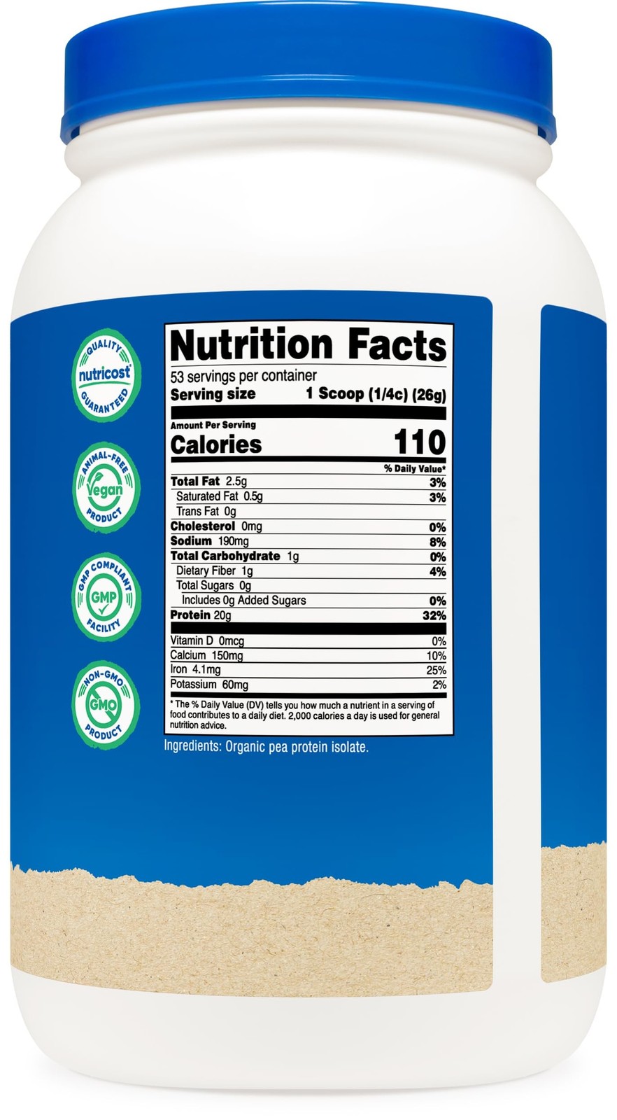 Nutricost Organic Pea Protein Powder 3 LB Unflavored