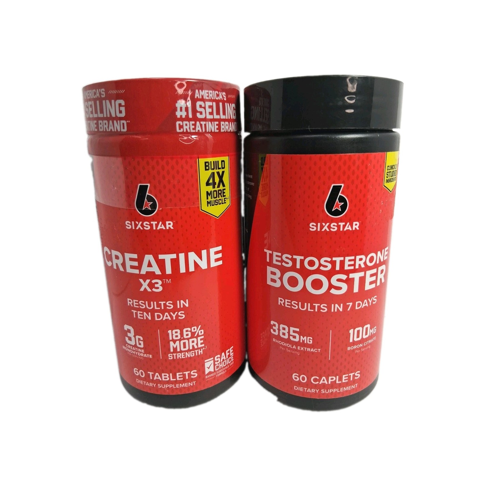2PK SixStar Creatine X3 Testosterone Booster 60 Tabs EACH Exp: 11 12/28 New