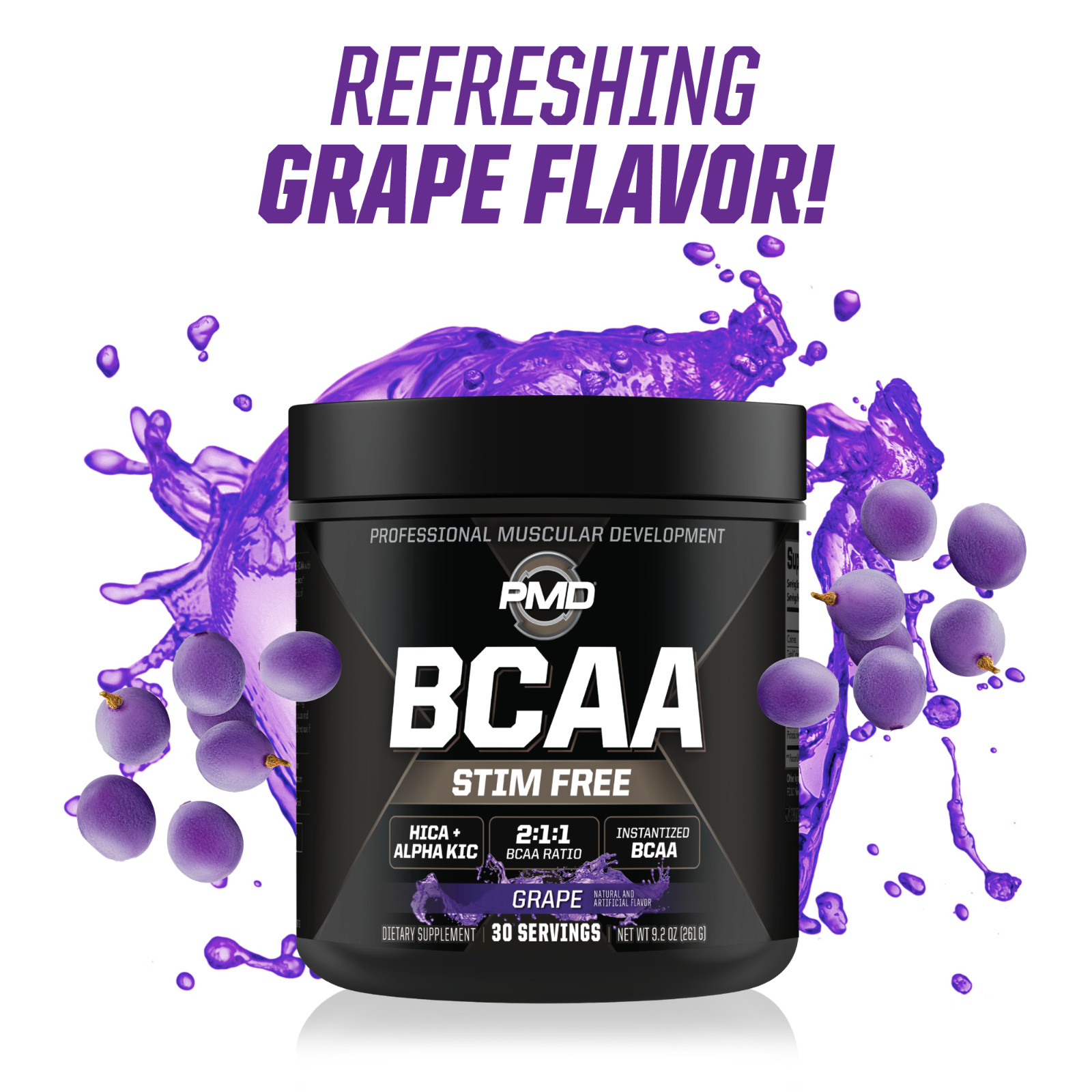 PMD BCAA Stim-Free Amino Acids for Performance & Recovery – Grape (30 Serve)