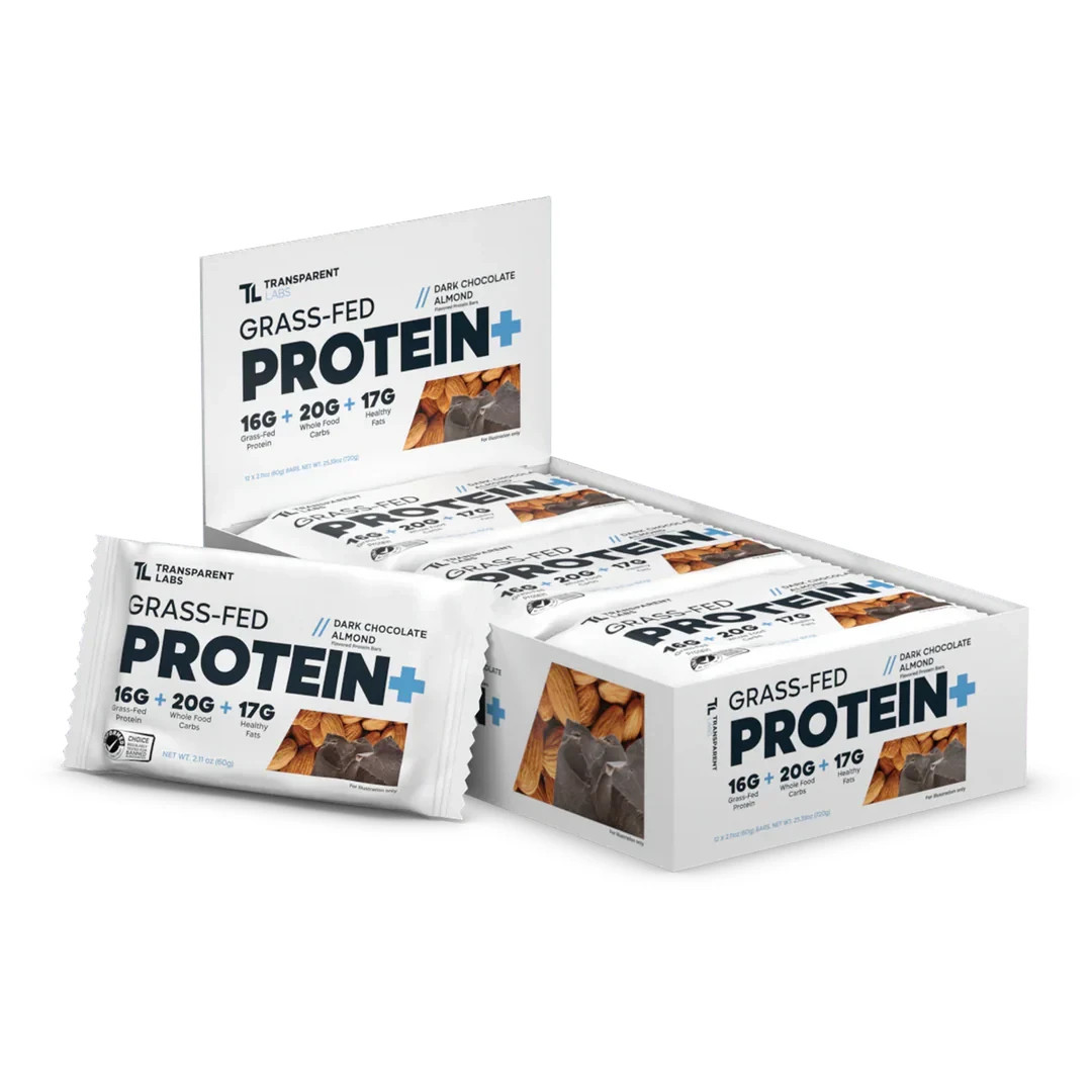 Transparent Labs Grass Fed Protein Bar Dark Chocolate Almond (12 pk)