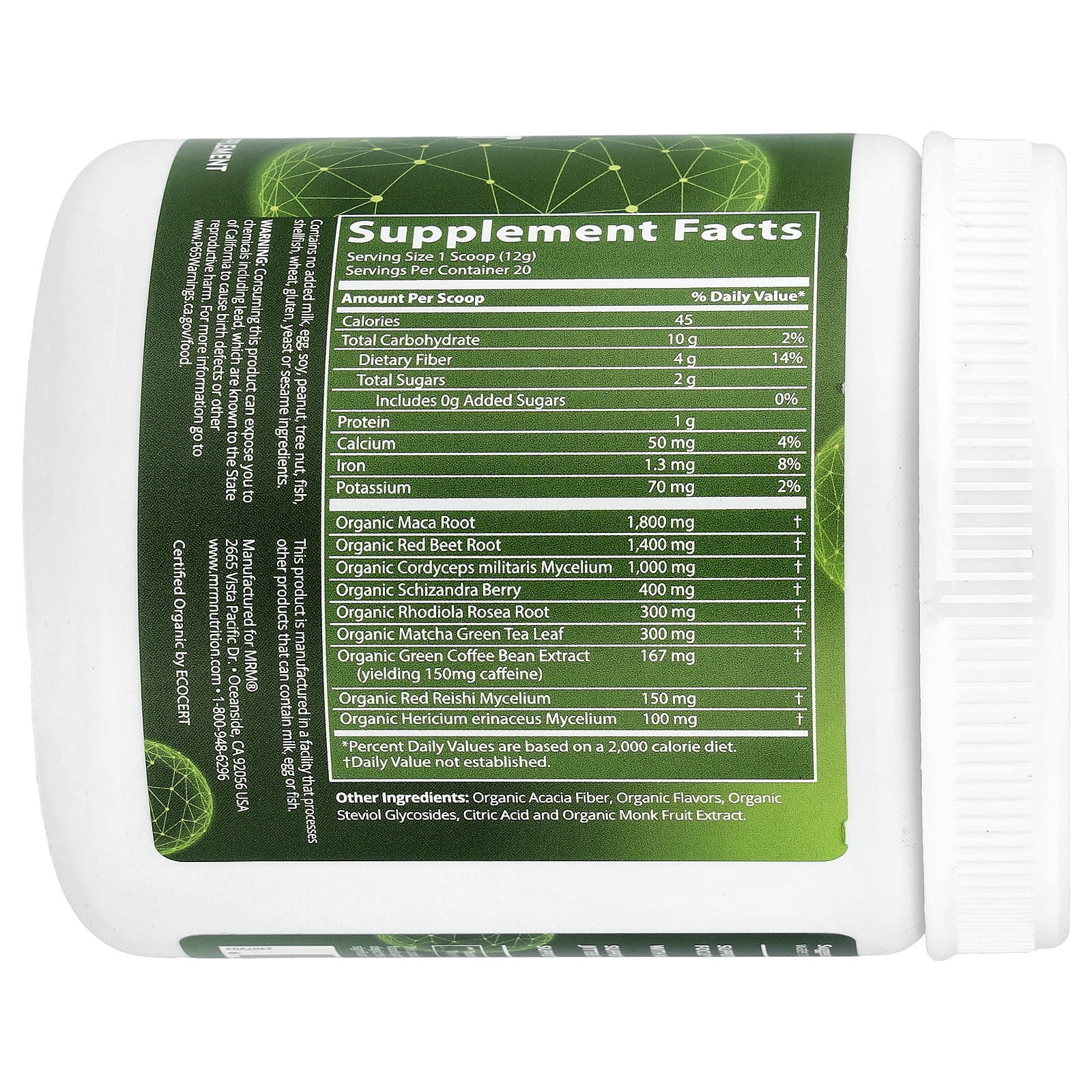 Nutrition Organic Pre-Workout, Black Cherry, 8.5 Oz (240 G)