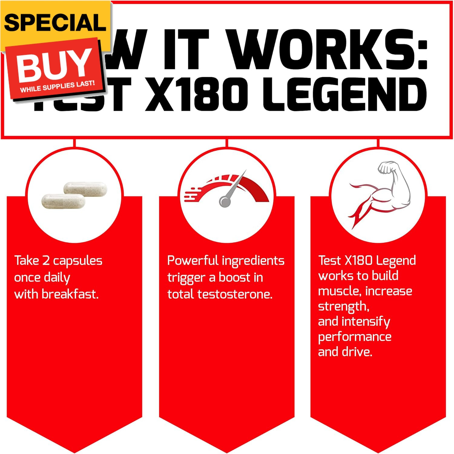 Test X180 Legend Testosterone Booster for Men to Build Muscle & Strength, Perfor