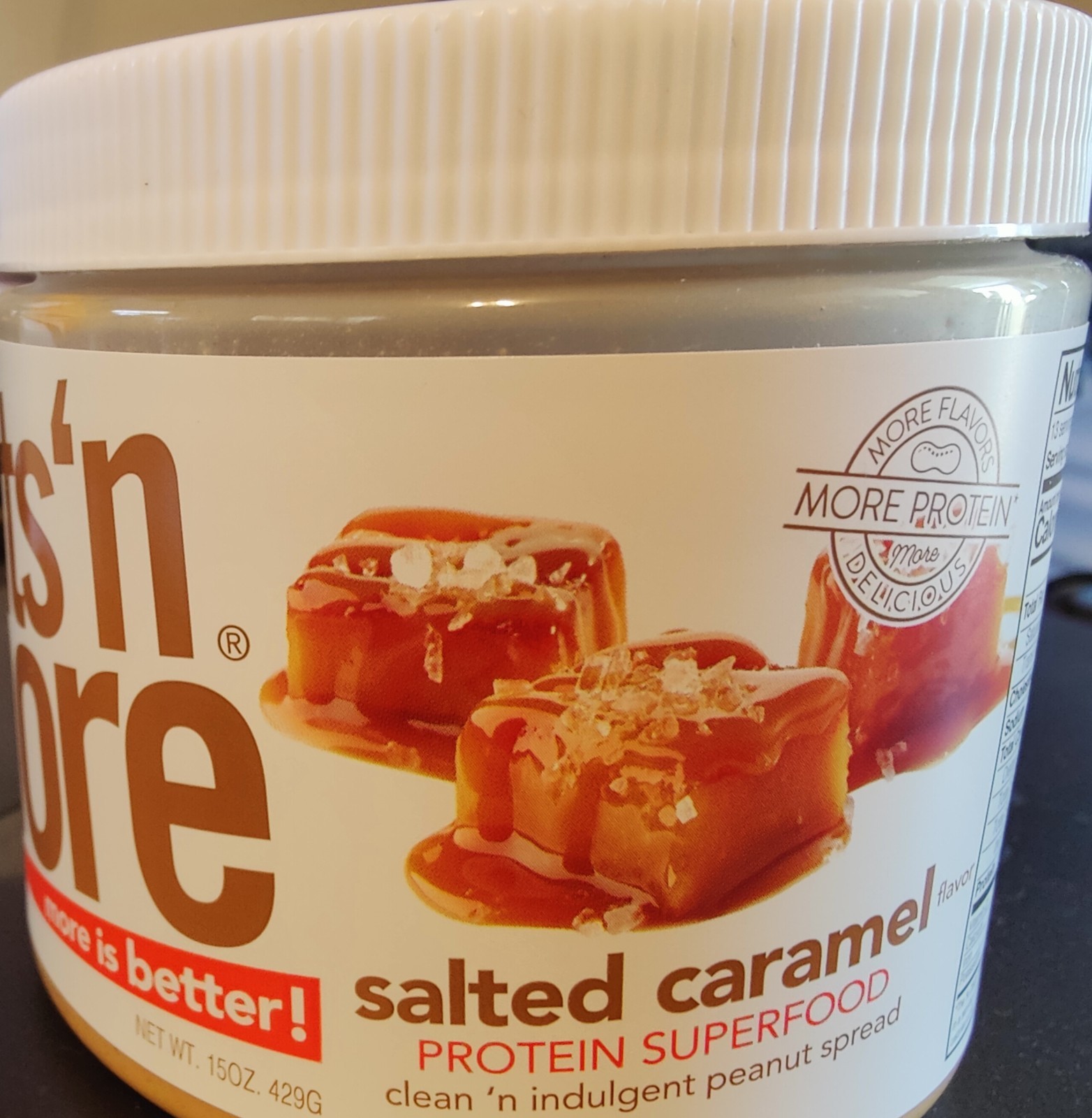 Nuts ‘N More Peanut Protein Superfood Salted Caramel 15 oz 429G. Whey Protein