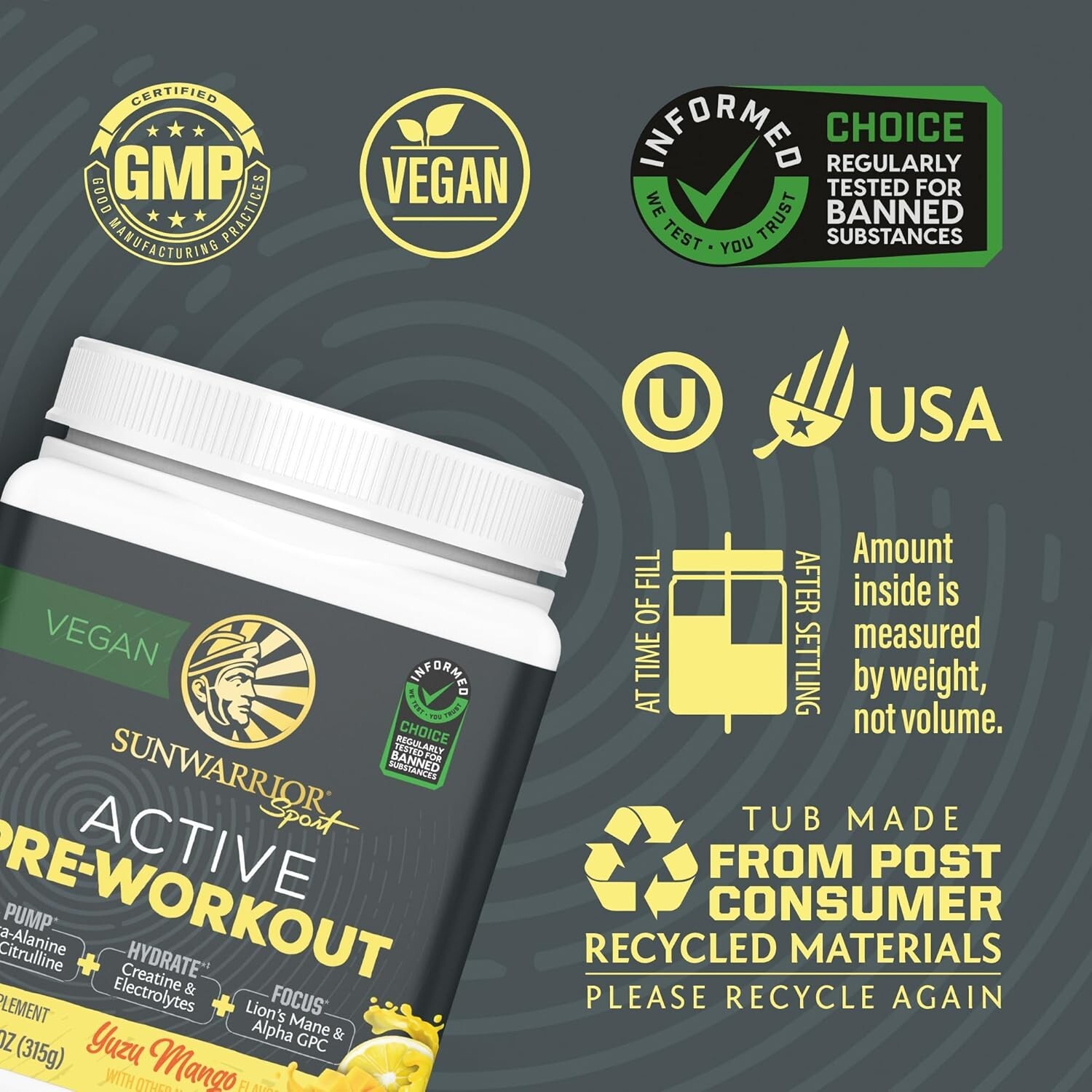 Sunwarrior Pre Workout Powder Energy Drink Vegan, Plant-Based Pre-Workout 11.1oz