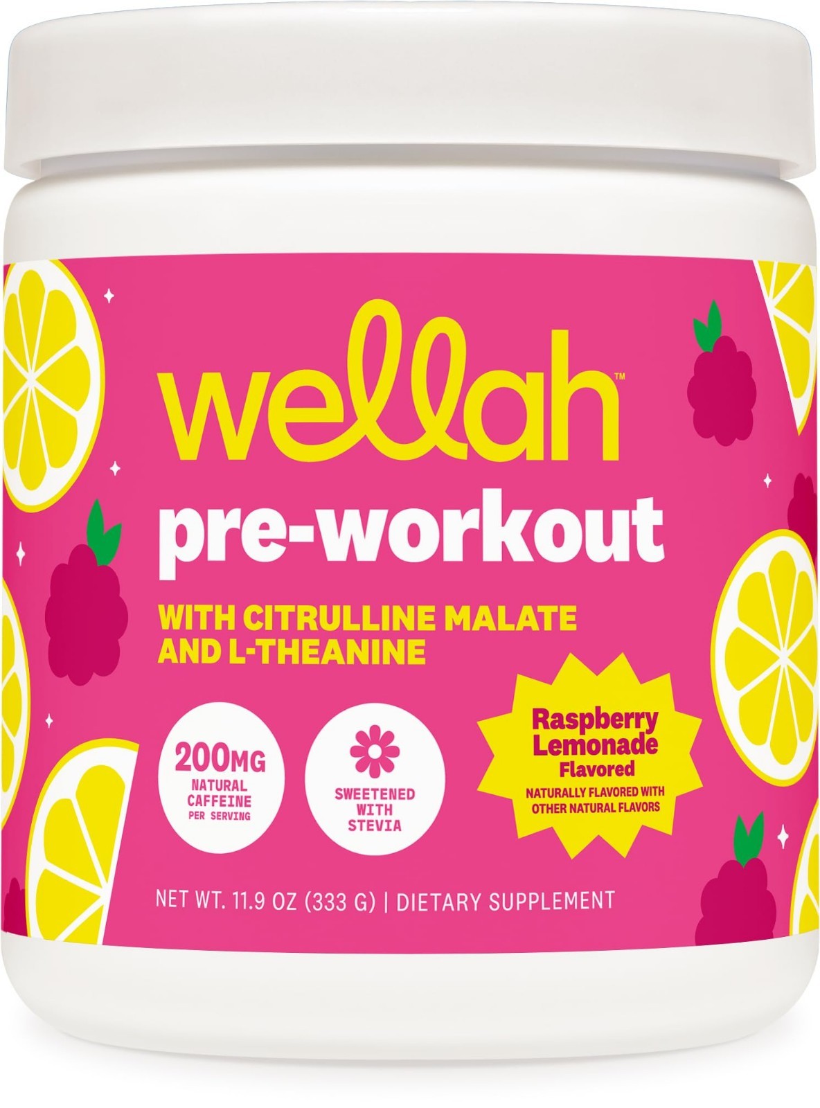 Pre-Workout Drink Mix – Raspberry Lemonade, 30 Servings, Citrulline, Caffeine &