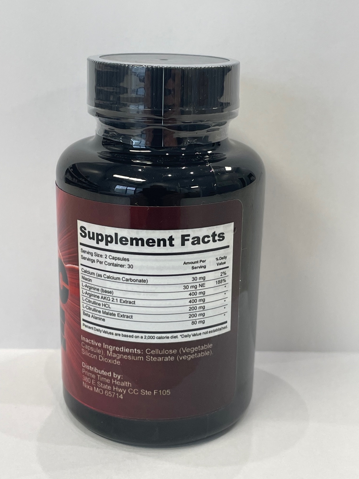 Nitric Oxide Booster by Prime Time Health 60 Capsules 30 Day Supply