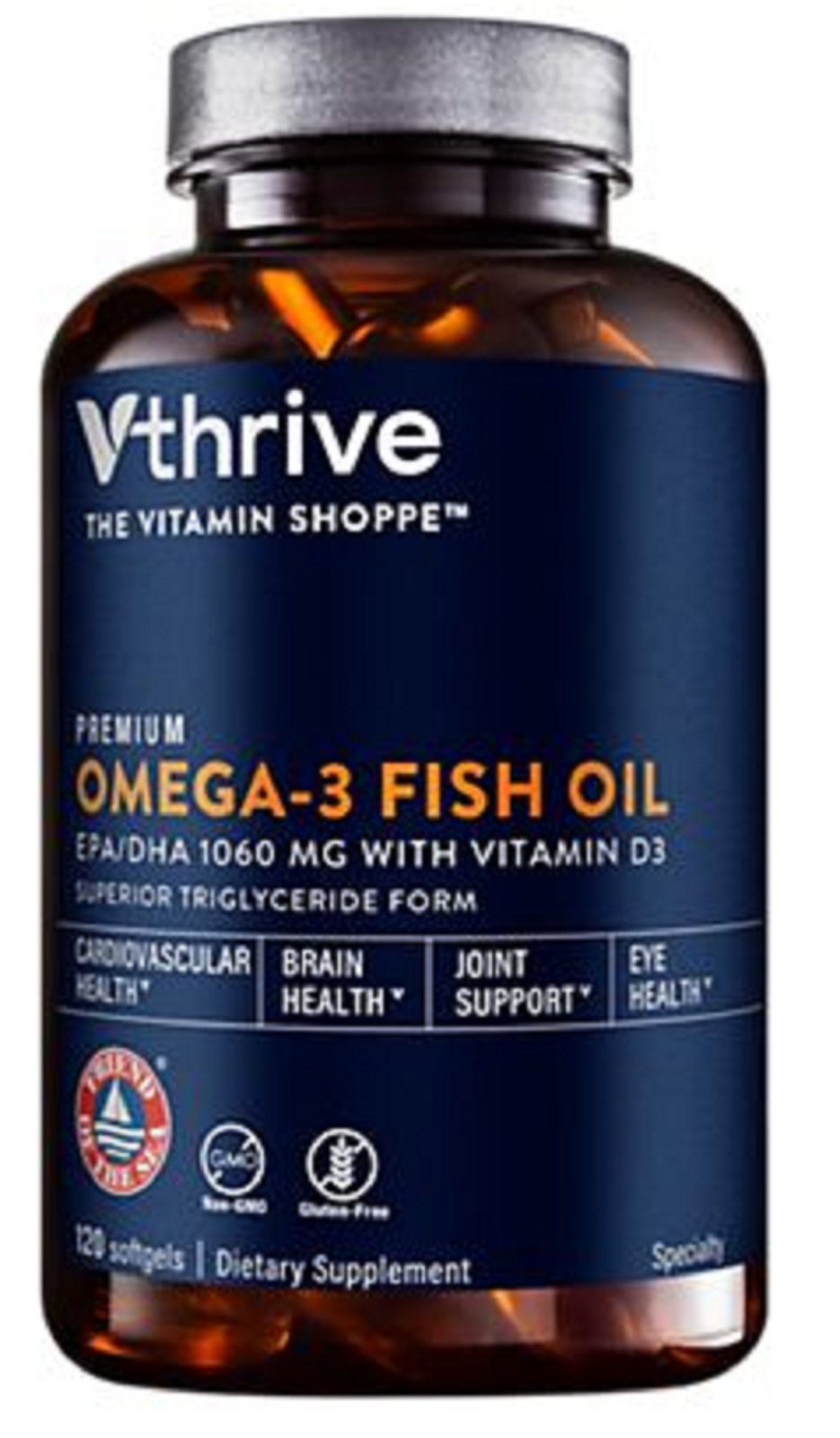 High-Quality Omega-3 Fish Oil with Vitamin D3 – 1,060 EPA/DHA (120 Softgels)