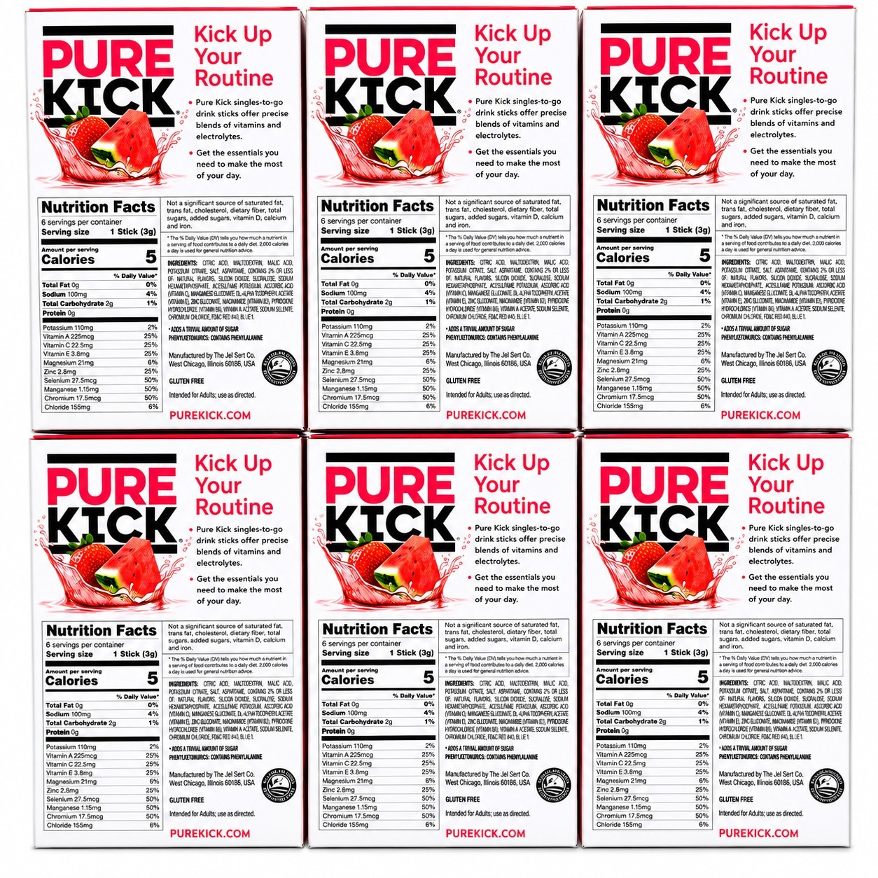 PURE KICK Hydrate Zero Sugar Electrolyte Drink Mix Strawberry Watermelon 36…