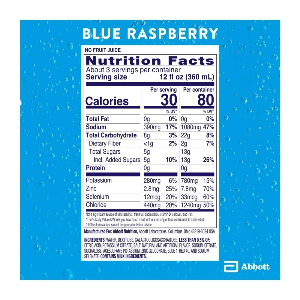 Electrolyte Hydration Powder Blue Raspberry Flavor Drink Mix 1L