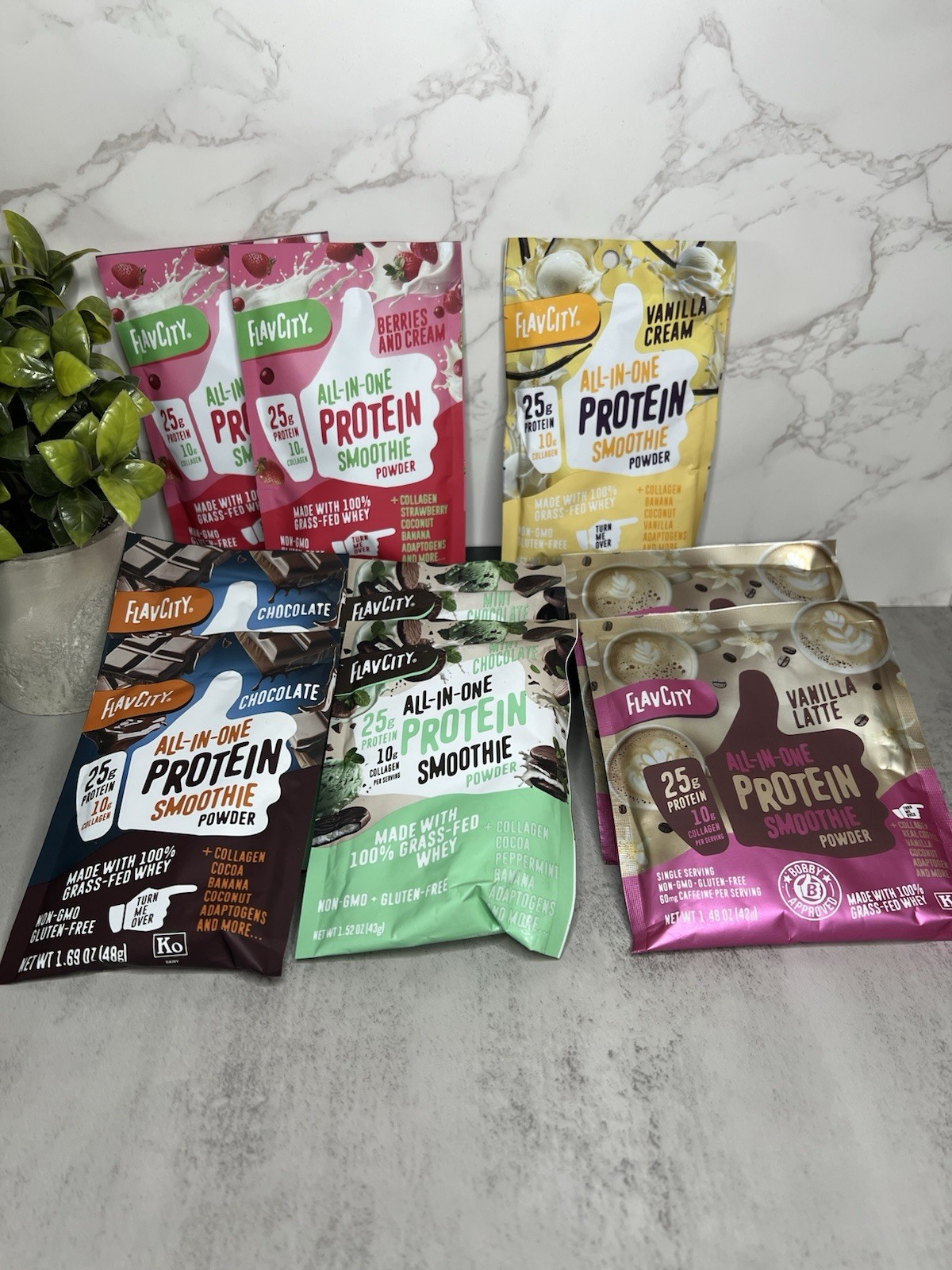 FlavCity All-In-One Protein Smoothie Powder Variety Single Serve Exp 04/2028