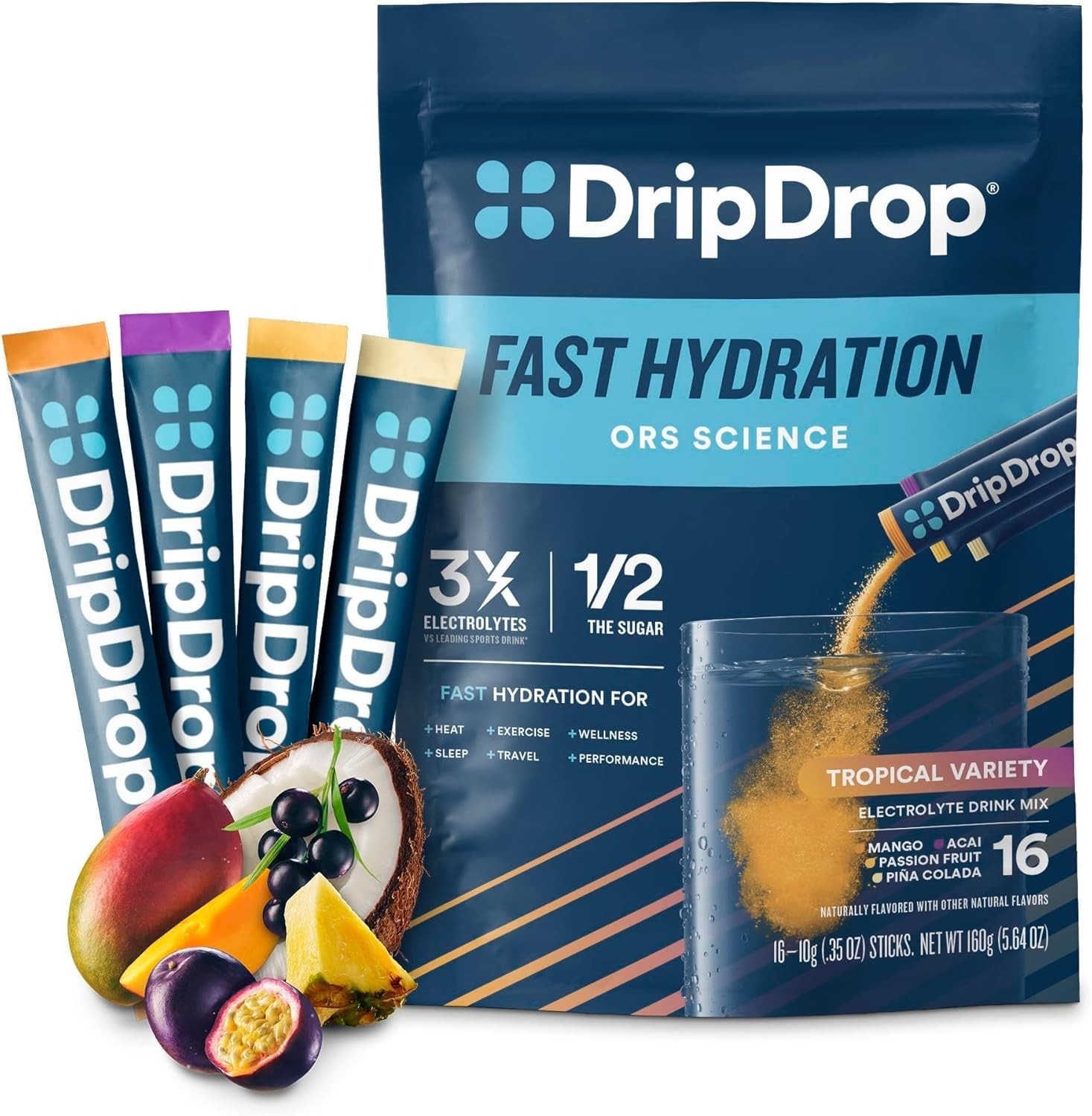 Hydration Packets – Tropical Variety Pack – Single Serve Electrolytes Powder …