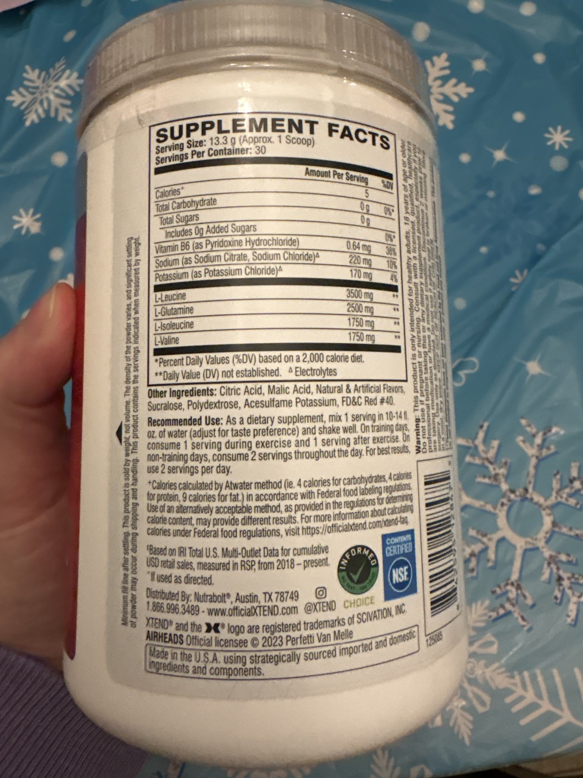 Original BCAA Powder Airheads Candy Flavor, 7g BCAA and 2.5g L-Glutamine, Sug…