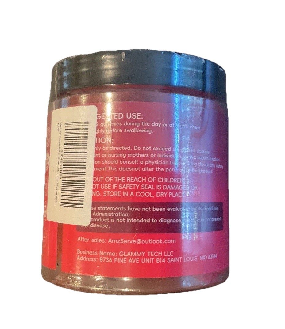 Creatine Monohydrate 120 Gummies Strawberry 5600mg Per Serving Vegan 09/2026
