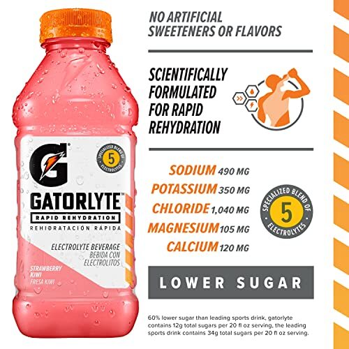 Gatorlyte Rapid Rehydration Electrolyte Beverage Strawberry Kiwi 20 Fl Oz