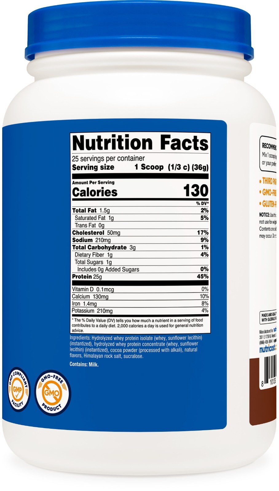Nutricost Hydrolyzed Whey Protein Powder (Chocolate) 2 LBS – 25g of Protein