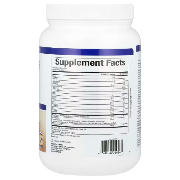 Natural Factors Whey Factors Grass Fed Whey Protein, French Vanilla, 12 oz