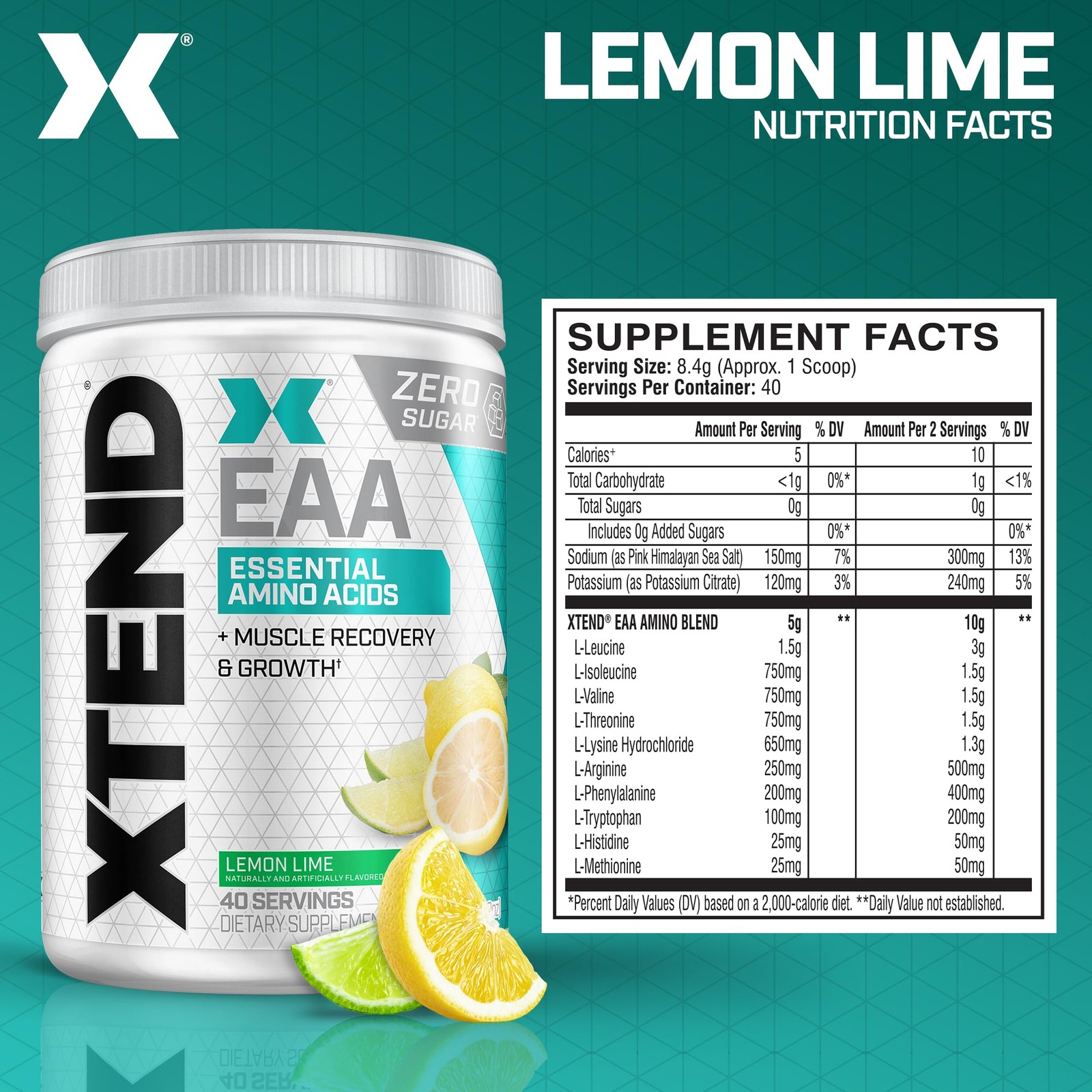 Xtend Scivation EAA + BCAA Powder | Muscle 11.9 Ounce (Pack of 1), Lemon Lime