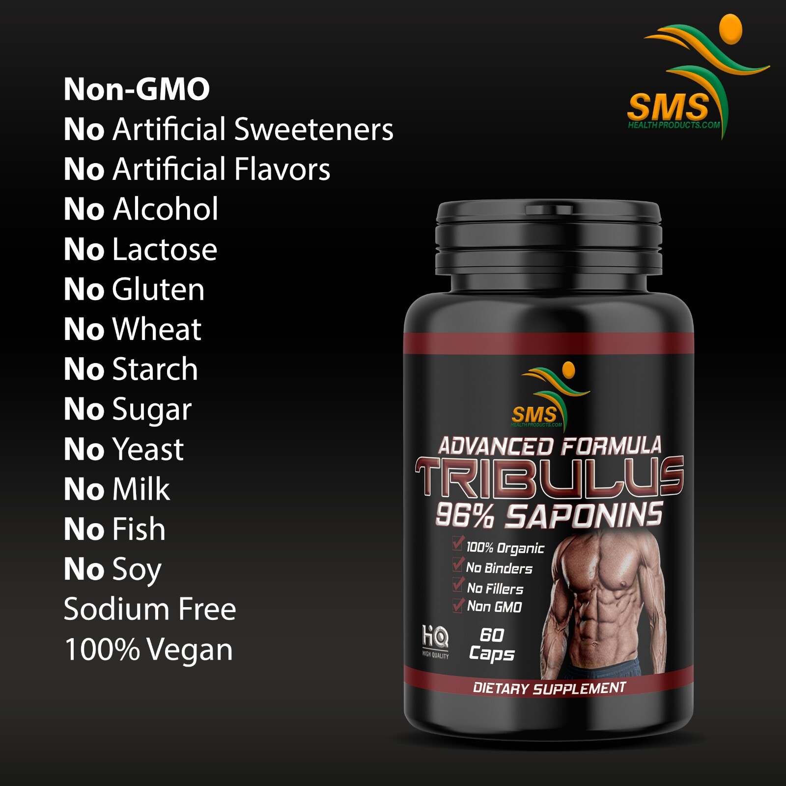 TRIBULUS TERRESTRIS 96% SAPONINS FITNESS SUPPLEMENT 2000mg DAILY NON GMO