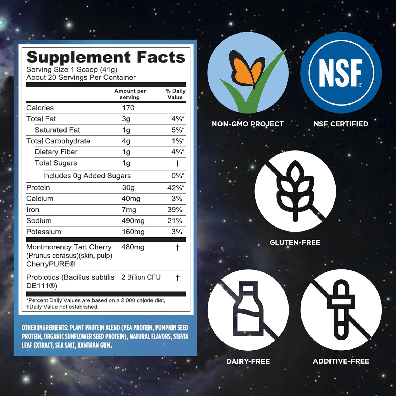 Protein + Recovery, Vanilla – 30G n Protein, Dairy & Gluten Free, Probiotics, NS