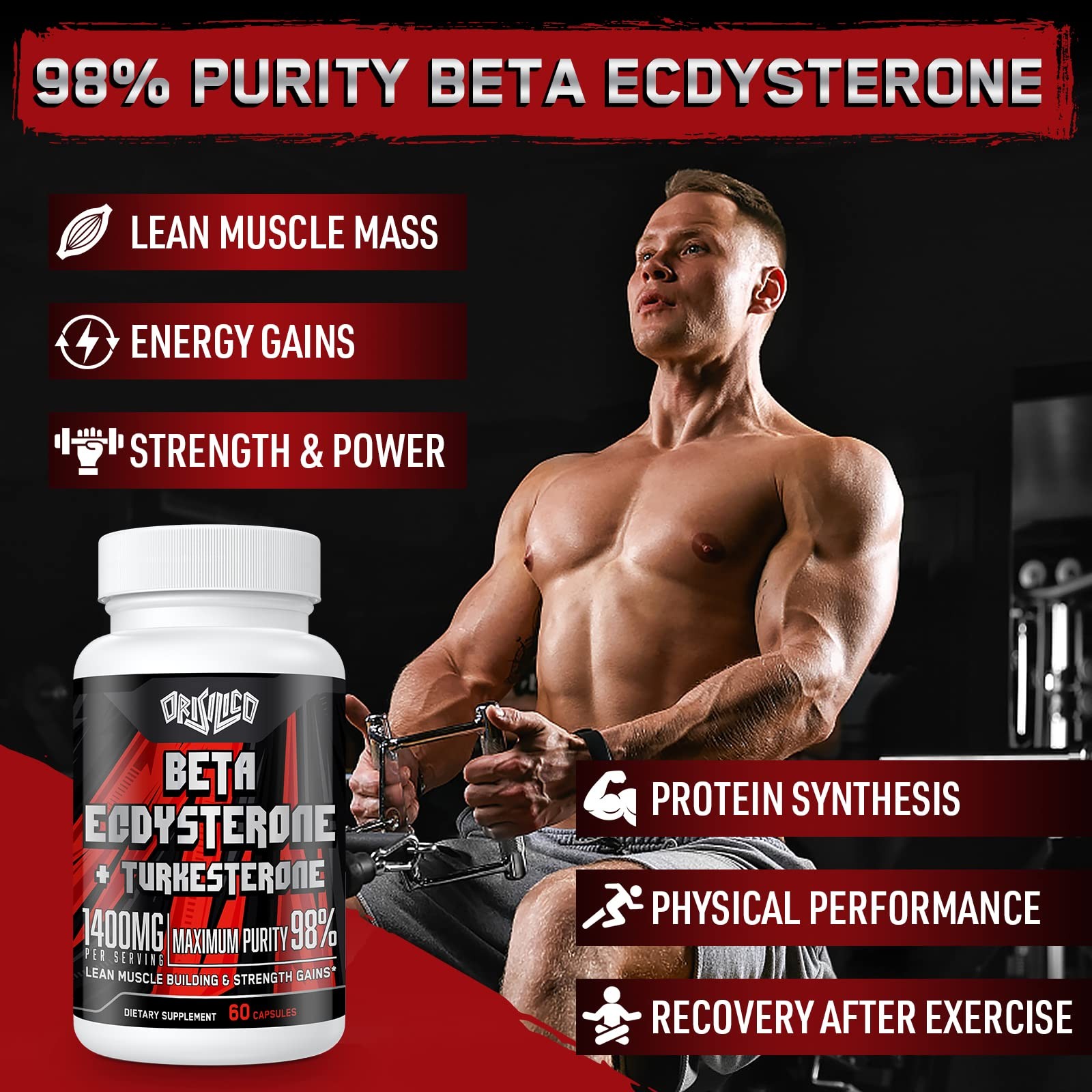 1400mg Beta Ecdysterone and Turkesterone Supplements, Maximized 98% Beta Ecdy…
