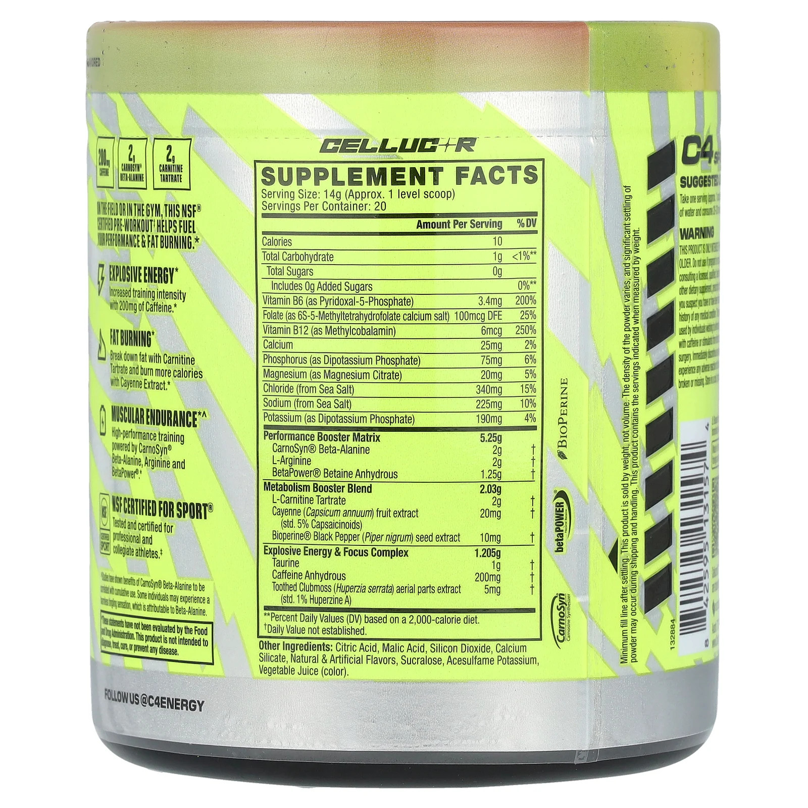 C4 Sport Ripped, Pre-Workout, Strawberry Watermelon, 9.9 oz (280 g)