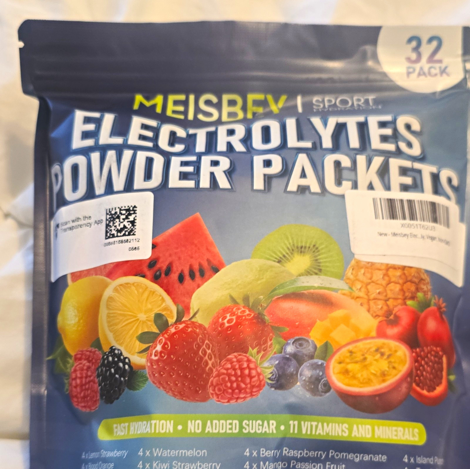 MEISBFY Sport Electrolytes Powder Packets Variety 32 Pack No Added Sugar