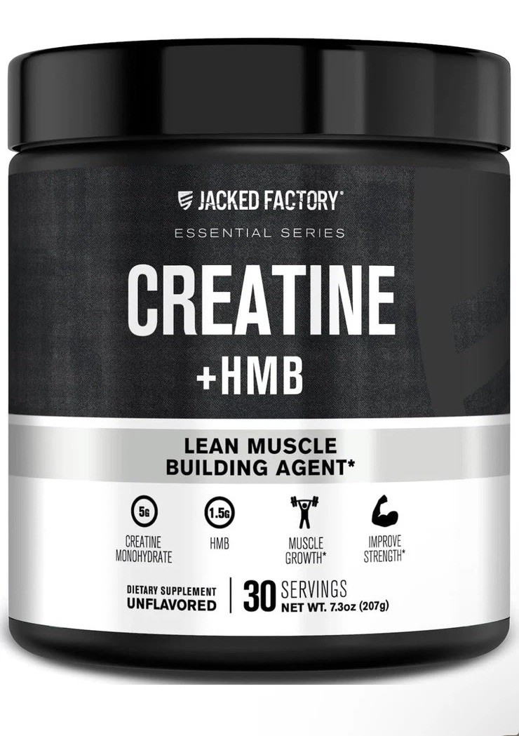 Jacked Factory Creatine Monohydrate & HMB Unflavored Powder 7.3 oz Exp. 9/2027