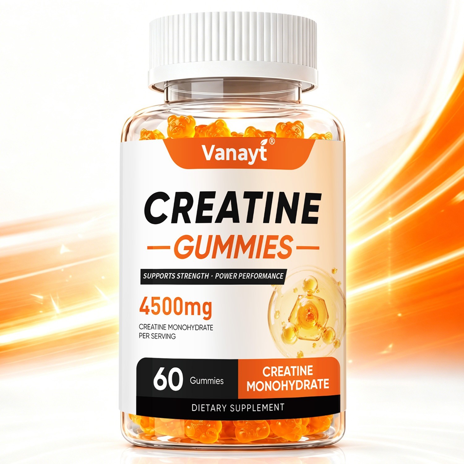 Creatine Monohydrate Gummies 4500mg Workout Performance Muscle Recovery 60ct