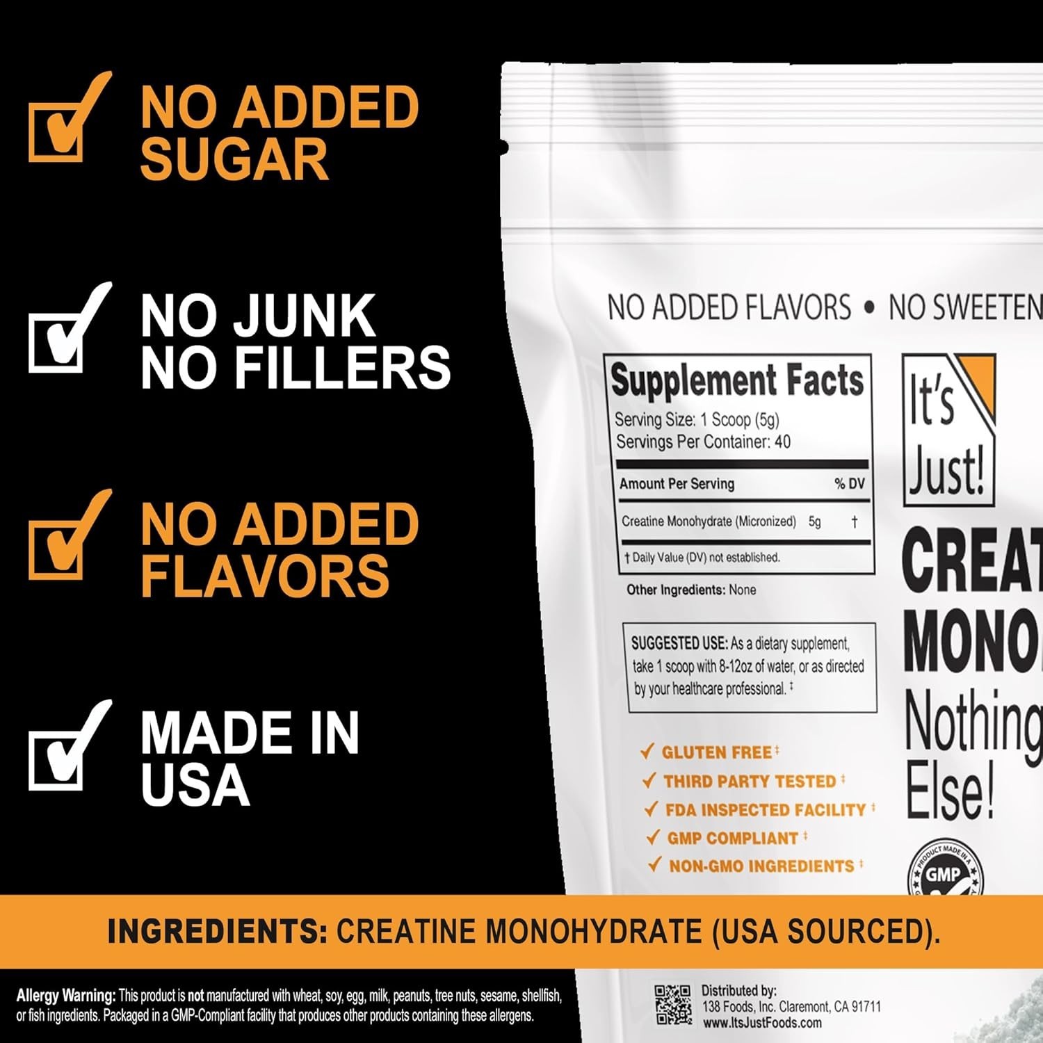 Convenient Creatine Powder – 200g Unflavored, Scoop Included for Easy Mixing