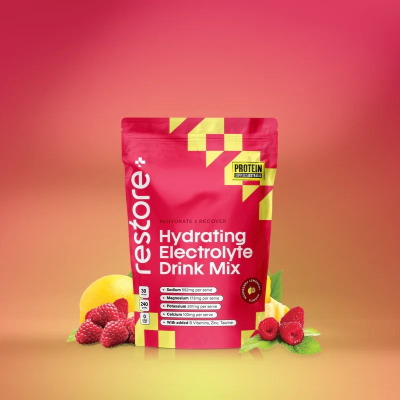 Protein Supplies Australia Restore Electrolyte Drink Mix Raspberry Lemonade 240g