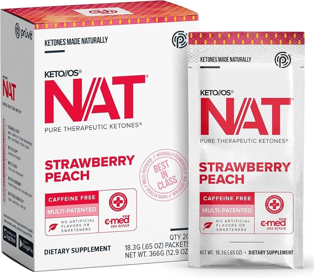 PRUVIT ketone drink Keto Nat STRAWBERRY PEACH CAFFEINE FREE / FREE SHIPPING