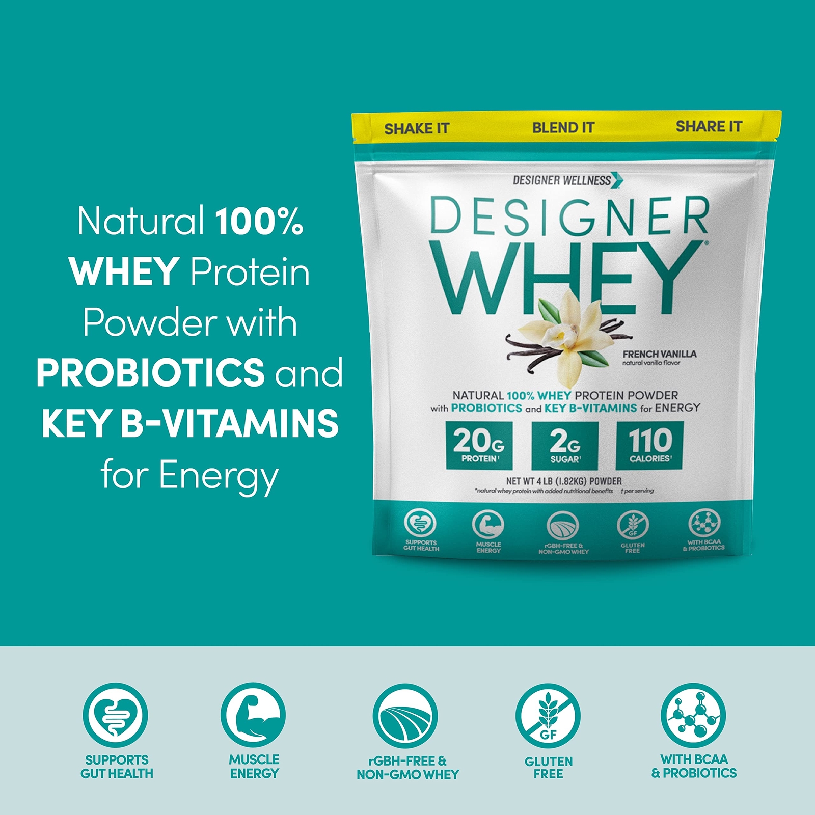 French Vanilla Protein Supplement Powder 29 Servings 20g Protein Gluten Free