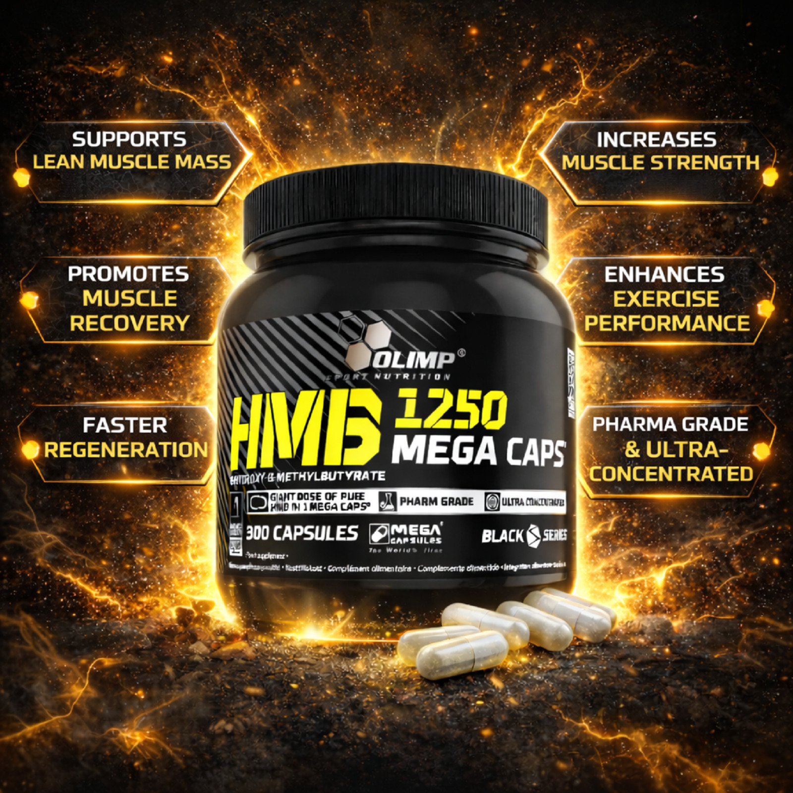 HMB 1250 GIANT DOSE 300 CAPS – Build muscle mass, lose fat the best quality
