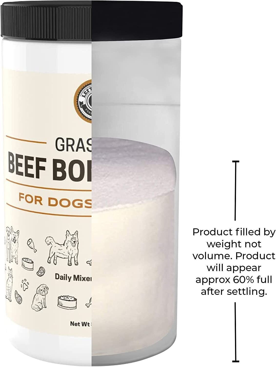 Left Coast Beef Bone Broth Powder for Dogs and Cats | Grass-fed Bone Broth, 8oz