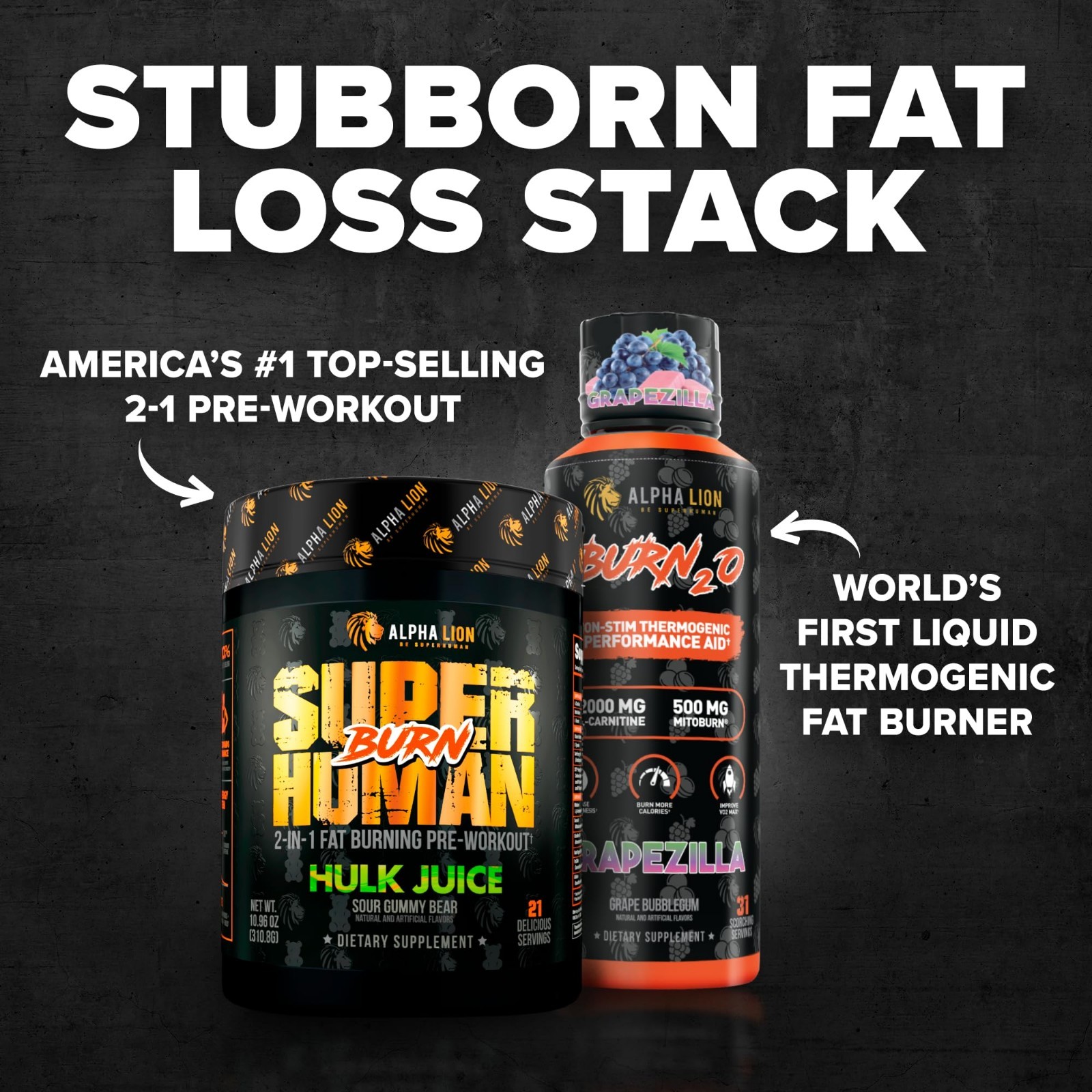 Stubborn Fat Loss Stack – Thermogenic Pre Workout & Liquid L-Carnitine 2000mg –