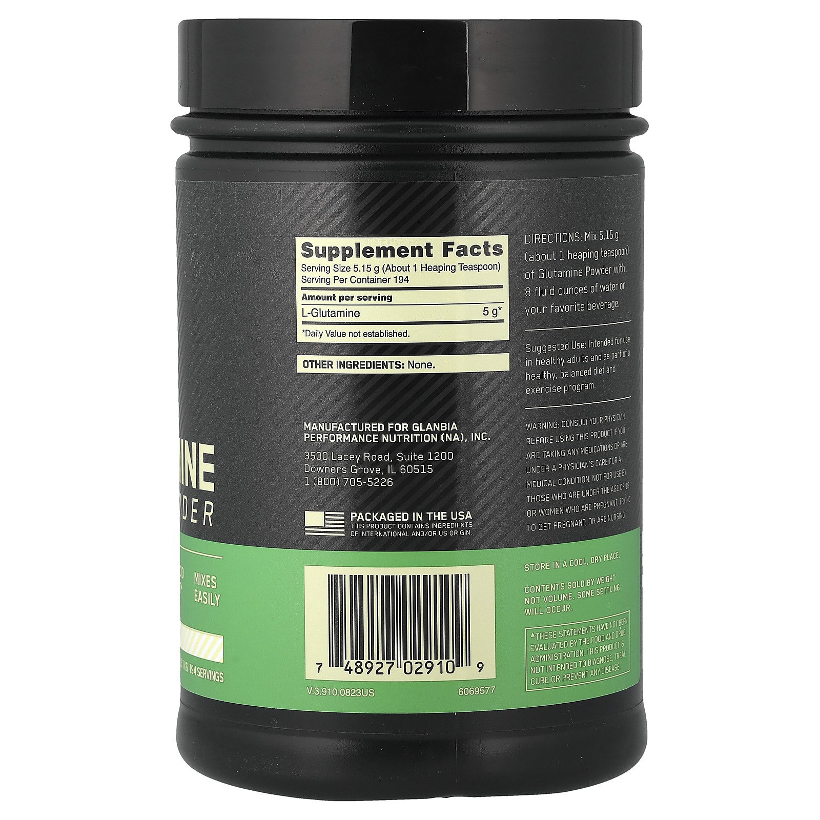 Glutamine Powder, Unflavored, 2.2 lbs (1 kg)