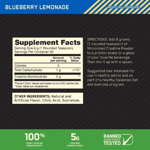 Optimum Nutrition Creatine Monohydrate Powder – Blueberry Lemonade
