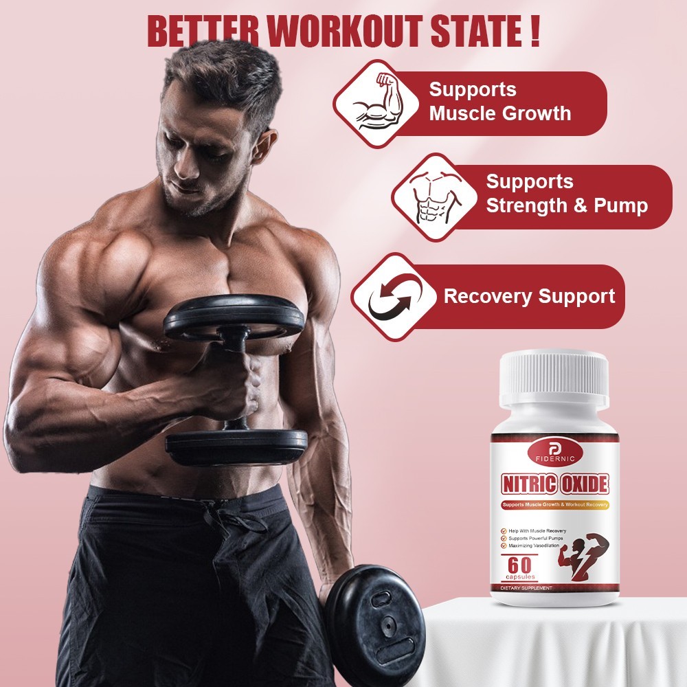60 Capsules Nitric Oxide Booster Supplement for Vasodilation & Muscle Health