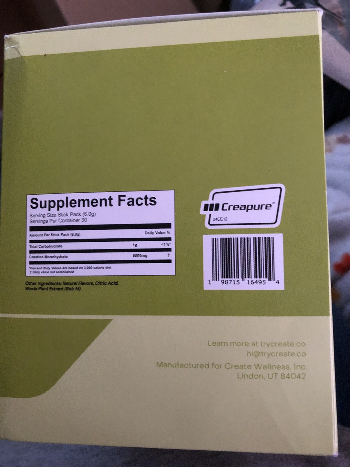 Create Creatine Monohydrate Powder Lemon Lime Dietary Supplement 30 sticks @ New