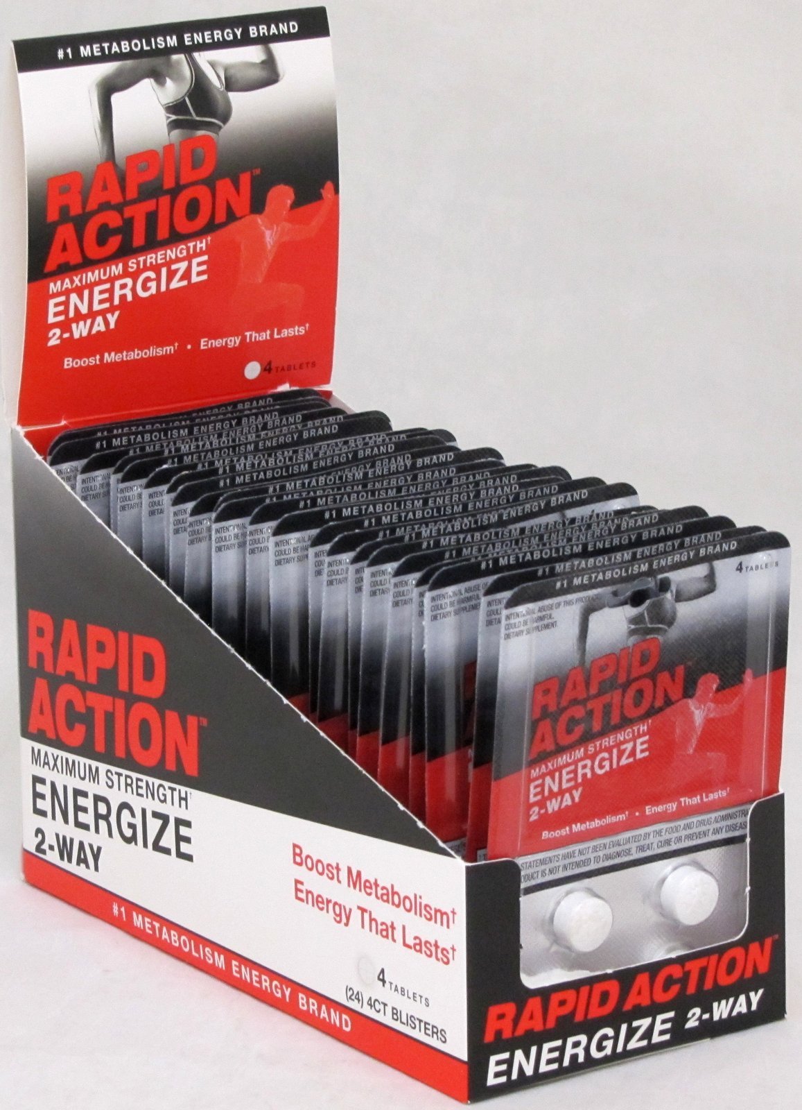 Rapid Action Energize 2 Way Lasting Energy Boost Metabolism 24 Packs 96 Pills