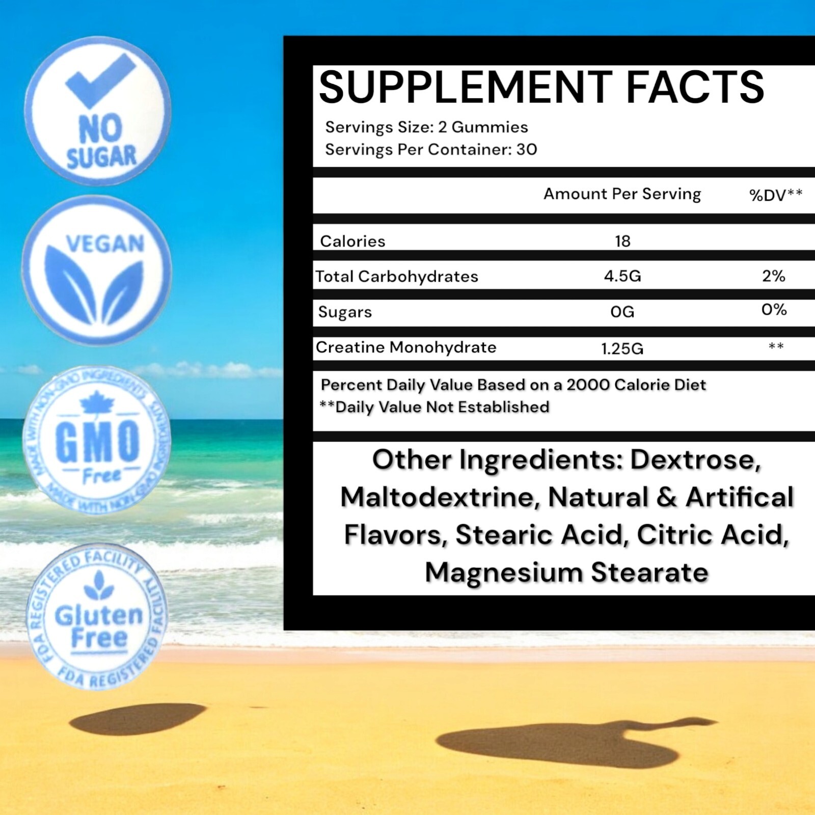 2 x Bottle CREATINE GUMMIES 2500MG Creatine Monohydrate Mixed Berry 120 Ct Lot