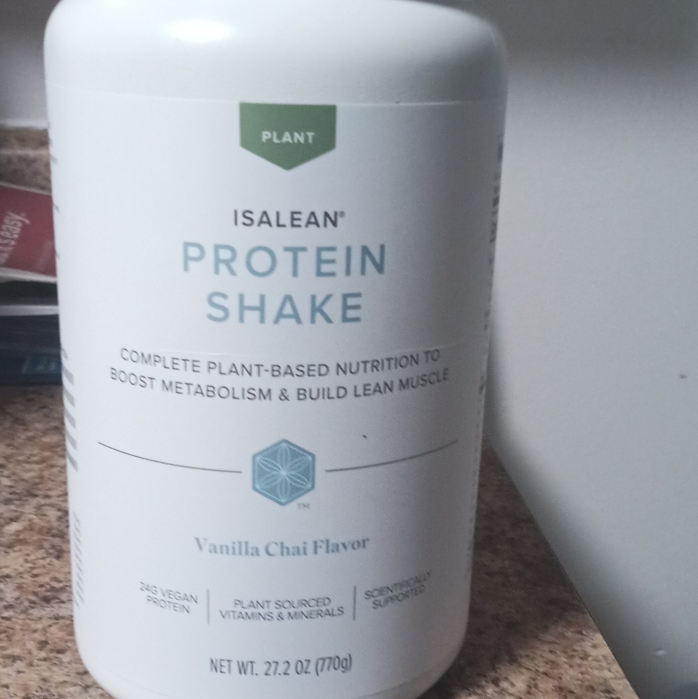 Isagenix IsaLean Vegan Plant Protein Shake Powder Vanilla Chai 14 Serv 27.2oz