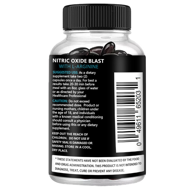 Nitric Oxide Booster Supplement – L-Arginine, L-Citrulline- 60/120 Capsules