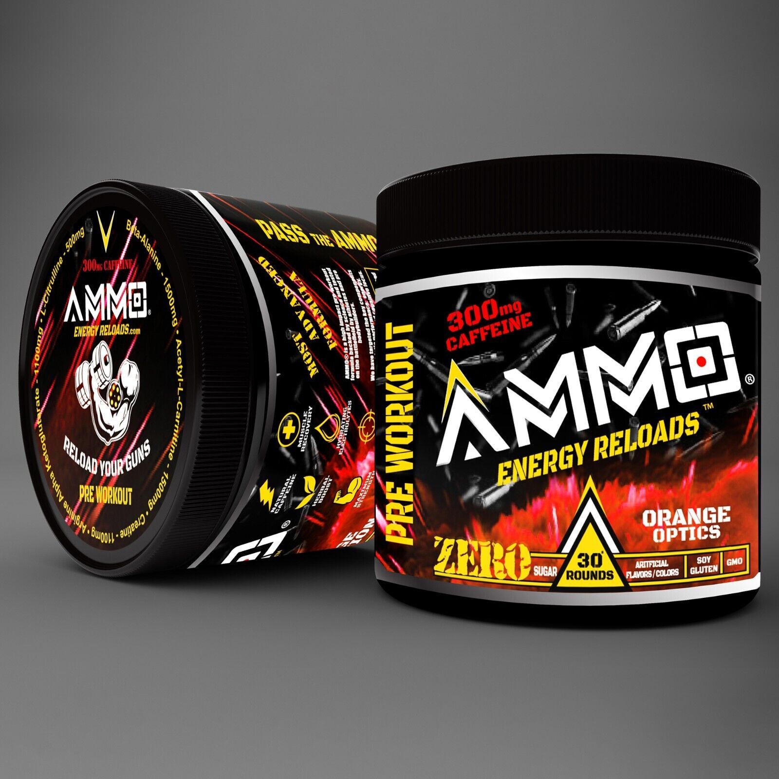 AMMO Energy Reloads Pre Workout powder ALL Natural NO Sugar NEW Formula 30 serv