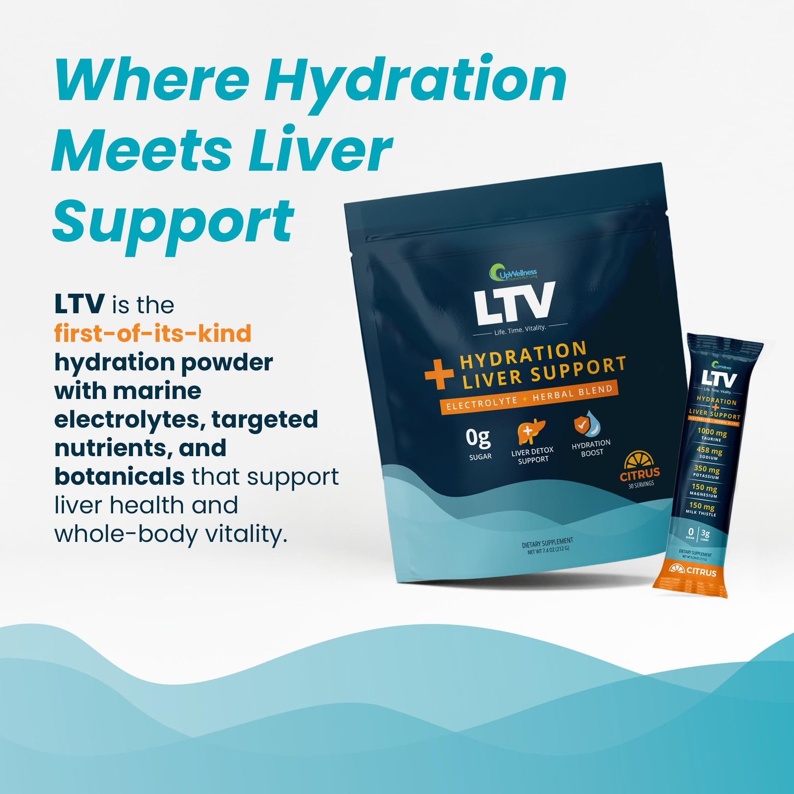 UpWellness LTV Liver Hydration Packets – Electrolytes Powder Packets for Instant